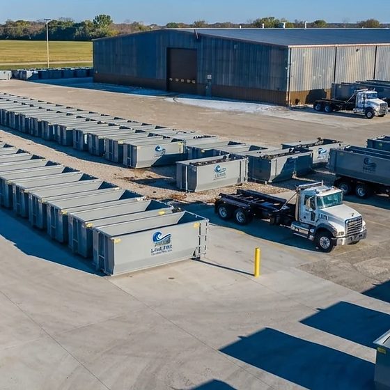 Lake Erie Dumpsters Co roll-off containers and trucks