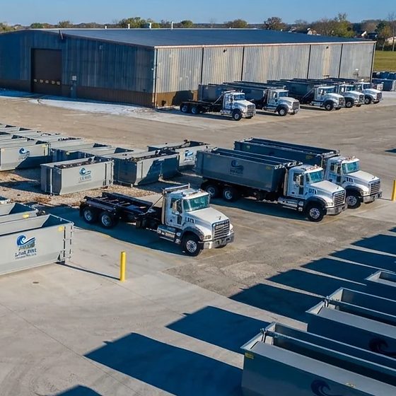 Lake Erie Dumpsters Co roll-off containers and trucks