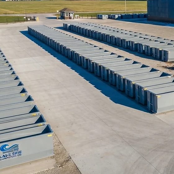 Lake Erie Dumpsters Co roll-off containers ready for delivery