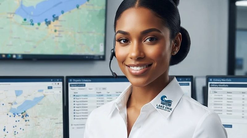 Sara taking a booking at the dispatch desk
