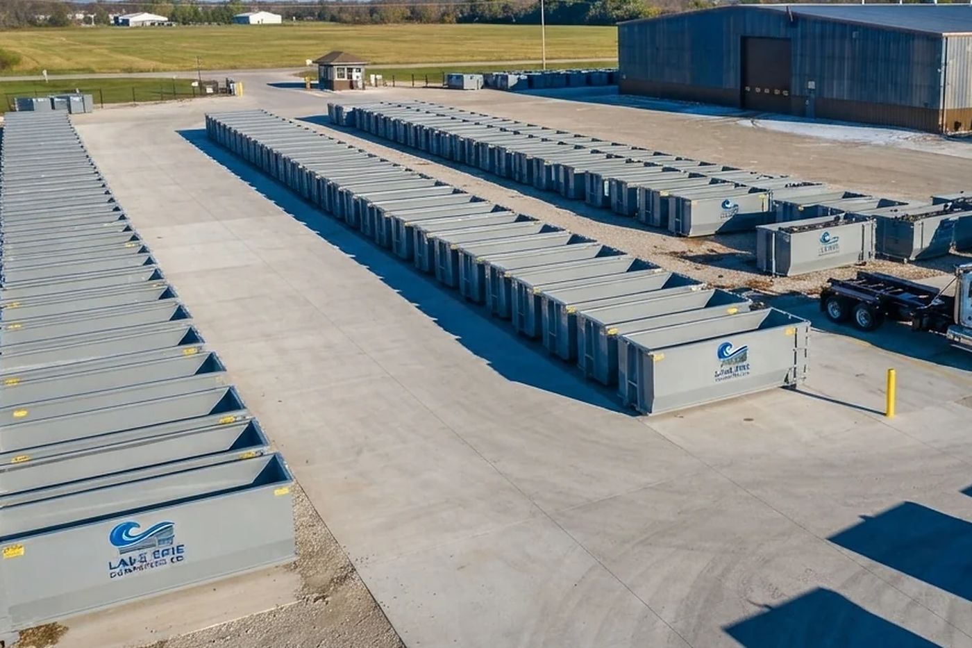 Lake Erie Dumpsters Co roll-off containers ready for delivery